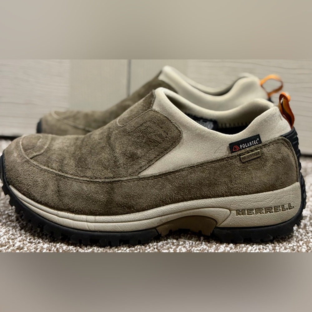 Merrell Polar Moc Waterproof Womens 8.5 Dark Taupe Suede Insulated Slip On Shoes